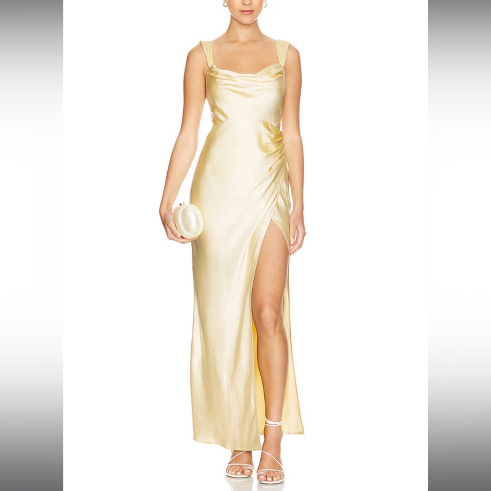 Elegant Yellow Satin Gown